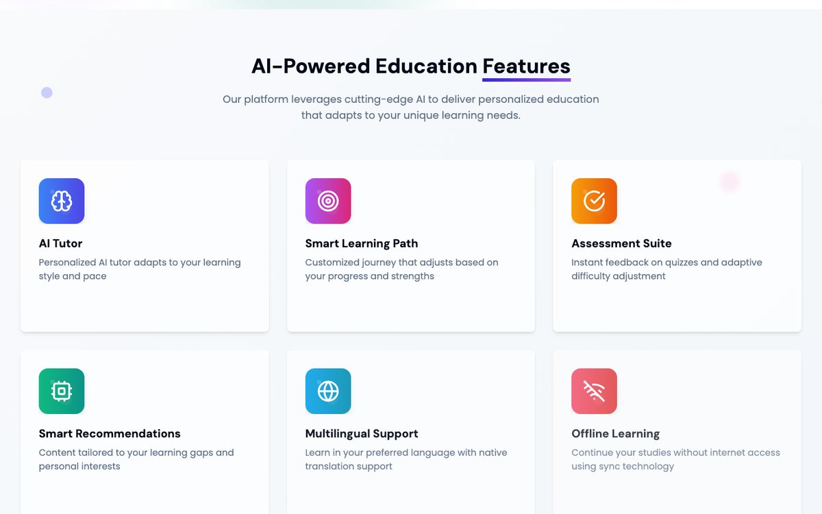 AceItChamp features: AI tutor, smart learning path, assessment suite, multilingual support, offline learning
