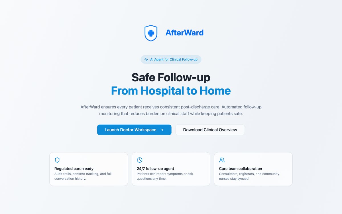 AfterWard: safe follow-up from hospital to home, an AI agent for clinical follow-up